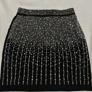 Aria Black Pencil Skirt with Silver Detailing